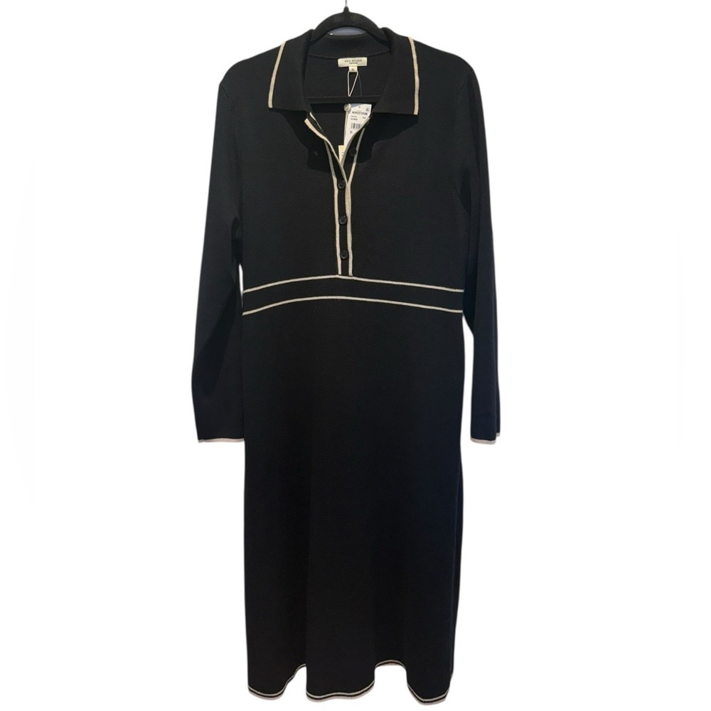 Max Studio London Black Bone Contrast Tipping Midi Sweater Dress XL NWT - Picture 5 of 15